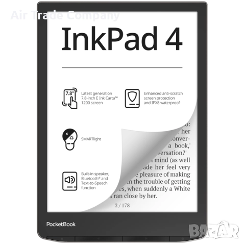 Електронен четец PocketBook InkPad 4, сребърен