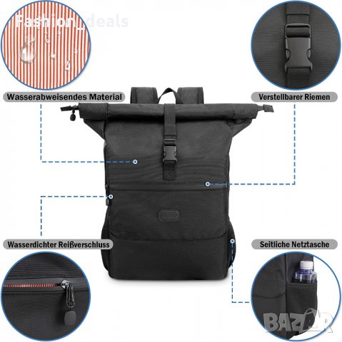 Нова черна Раница за лаптоп 15,6 инча Лека пътна за Спорт Пътуване Бизнес, снимка 3 - Раници - 39764398