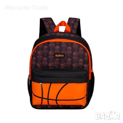 Детска раница Mercado Trade, За детска градина, За момчета, Баскетбол, Оранжев/Черен