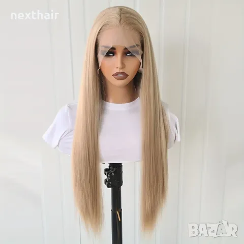 Елегантна права руса перука с дантела 13x4 лейс фронт LACE FRONT, снимка 8 - Аксесоари за коса - 49858346