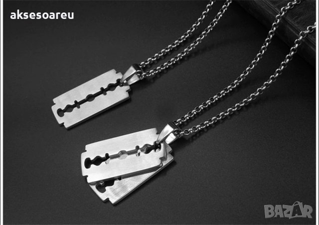 Колие бръснарско ножче  от неръждаема стомана бръснач медальон мъжки бижута стомана огърлици висулки, снимка 16 - Колиета, медальони, синджири - 38355826