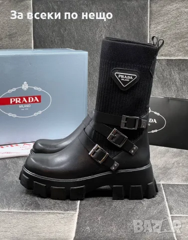 Prada Черни Дамски Боти Тип Чорап Код E254, снимка 2 - Дамски боти - 56364150