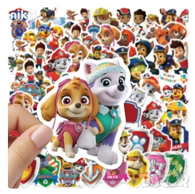 50 бр Пес Патрул Patrol самозалепващи лепенки стикери за украса декор картонена торта ръчна изработк, снимка 5 - Други - 26925561