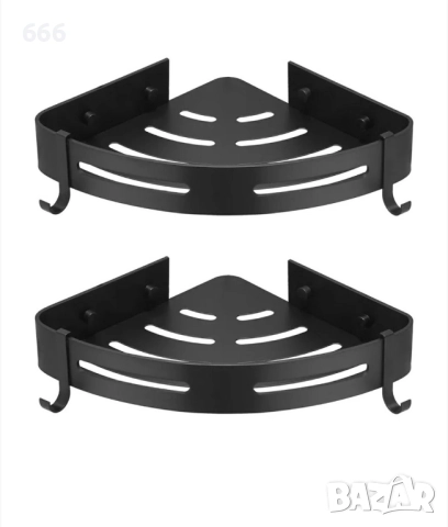 Комплект от 2 ъглови рафта за баня, метал, 22,5 x 4,5 x 30,6 см