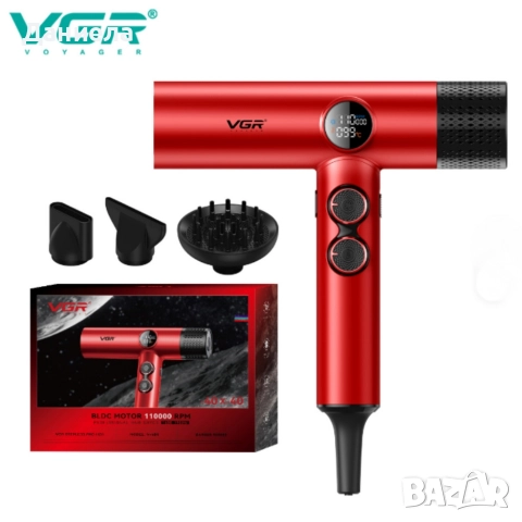 Професионален сешоар VGR с BLDC мотор 110 000 RPM – Йонна технология и дифузер, снимка 5 - Сешоари - 52739386