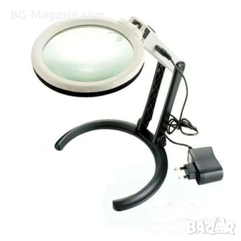 Голяма увеличителна ръчна и настола лупа с лед осветление лампа стъклена за четене шиене бродиране, снимка 5 - Други инструменти - 50921099