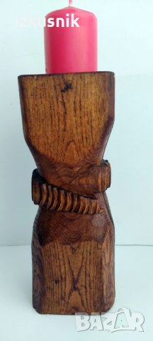 Резбовани дървени свещници, уникати от 70-те години, снимка 6 - Декорация за дома - 37561283