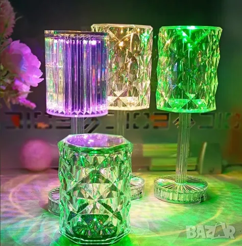 LED RGB сензорна настолна кристална лампа с функция за 16 цвята и дистанционно управление, снимка 9 - Лед осветление - 49122184