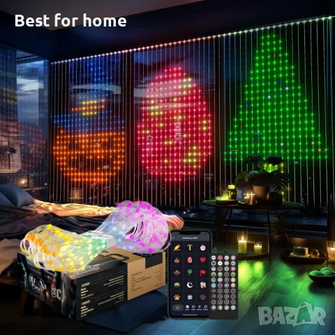 Светлина завеса с Wifi 540LEDs 1.50 x 2 м - програмируема Lphianx, снимка 4 - Лед осветление - 48352107