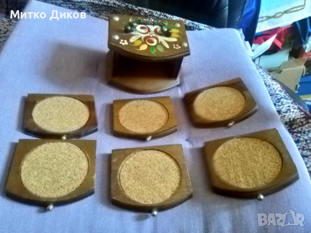 Кутия дървена ръчна изработка с 6 поставки за чаши Н-76мм размер 115х90мм, снимка 9 - Чаши - 42599382