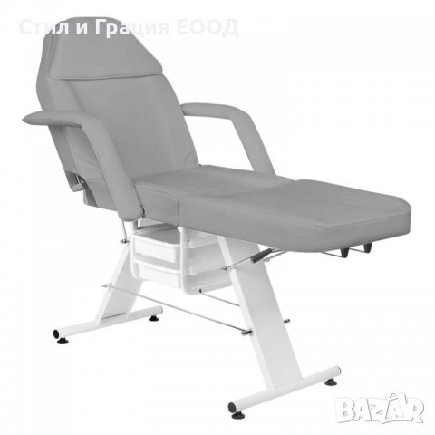 Фиксирана кушетка Basic 202 - сива/бяла/черна 180 x 60/80 x 75 см, снимка 5 - Фризьорски столове - 37777299