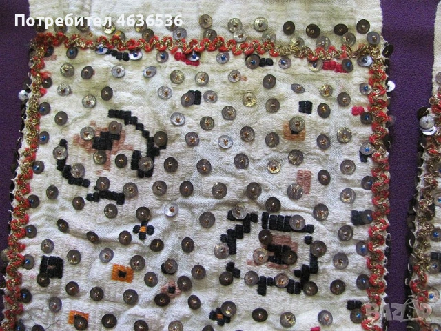 19век кенарена кърпа, мъниста и пайети 140х17см., снимка 7 - Антикварни и старинни предмети - 53322518