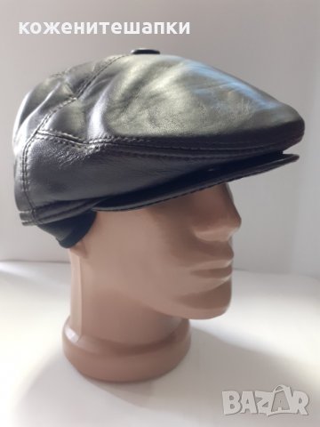 Мъжка шапка кожен каскет,черен -06, снимка 3 - Шапки - 20447241