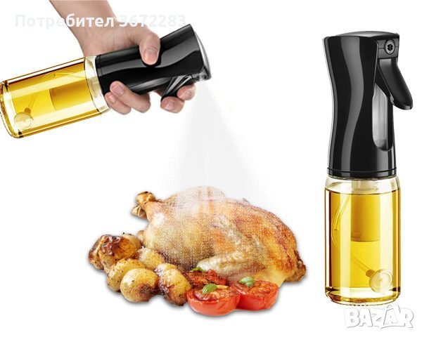 Стъклена бутилка – диспенсър за олио или оцет, снимка 1 - Аксесоари за кухня - 42368963
