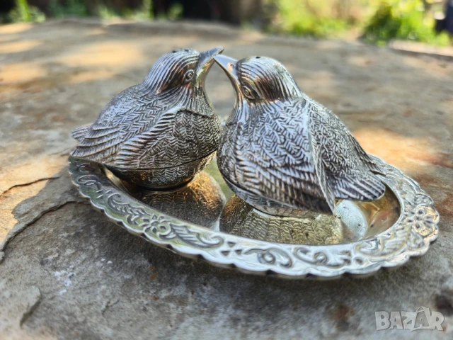 Винтидж Посребрени Птици Сол/ Черен пипер 