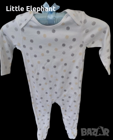 Цяла пижамка ромпър за 9-12 мес момченце точки,кафяво и сиво,колекция"Points",Англия/нова