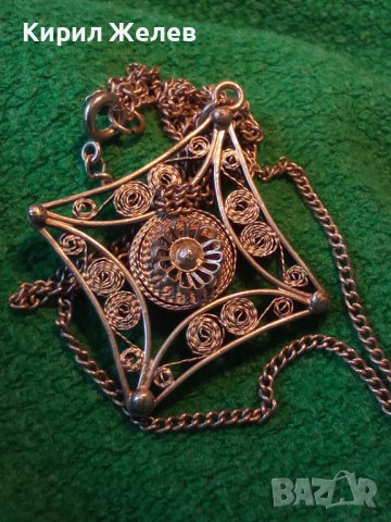 СРЕБЪРНИ МЕДАЛЬОН ФИЛИГРАН СРЕБРО и ВЕРИЖКА ГРАНУЛАЦИЯ ЮВЕЛИРНА РАБОТА 15509, снимка 3 - Колиета, медальони, синджири - 30330760