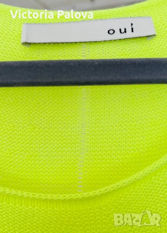 Луксозен финоплетен пуловер OUI – електриков лайм, Made in Italy, M, снимка 4 - Блузи с дълъг ръкав и пуловери - 53891643