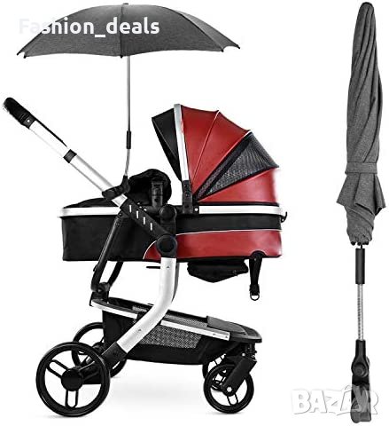 Нов Универсален черен чадър 73 см за детска количка 50+ UV защита бебе, снимка 5 - Други - 40381178