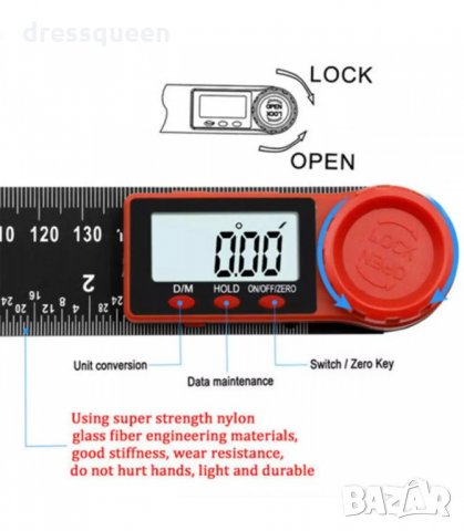 3104 Дигитален ъгломер с голям  LCD екран, снимка 6 - Други инструменти - 34248248