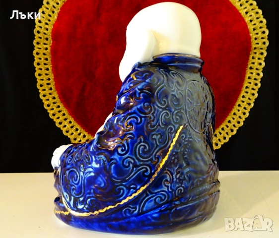 Буда китайски порцелан,кобалт,24 карата злато,печат. , снимка 6 - Статуетки - 51695391