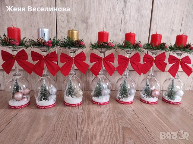Ръчно изработени коледни свещници, снимка 10 - Коледни подаръци - 56484344