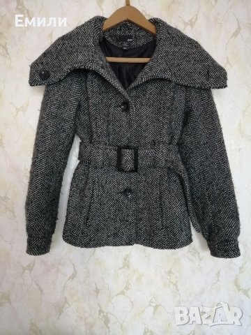 H&M дамско вълнено палто-яке с колан на талията р-р S (EU 36) , снимка 6 - Якета - 42879419