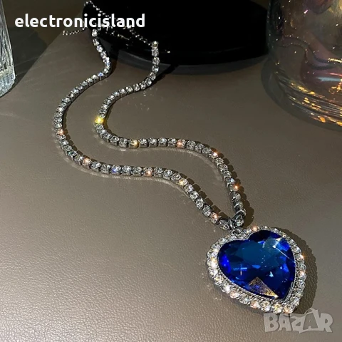 Изящно и модно колие Heart of Ocean, сърцето на океана, Aвстрийски кристал, снимка 5 - Колиета, медальони, синджири - 41004870