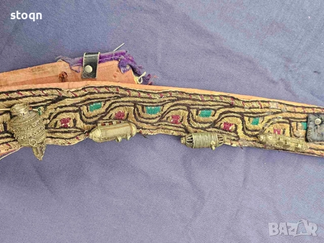 Стар Османски колан със сребърни(сачанени) елементи по него.дължина 106см на 7 см , снимка 3 - Колекции - 52442116