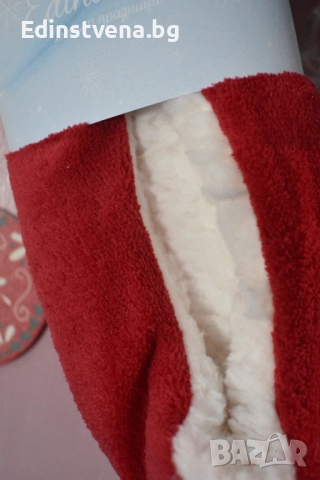 Пухкави пантофи в червен цвят | Перфектният Коледен подарък за жена, снимка 2 - Пантофи - 52570971