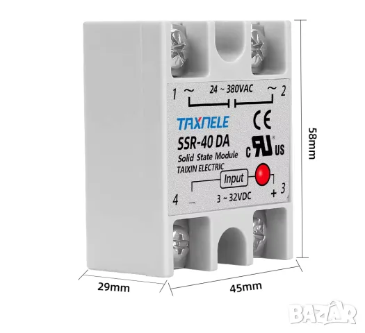 Твърдотелно реле SSR-40DA 3–32V DC, 24–380V AC, снимка 10 - Друга електроника - 55973596