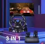 Геймърски волан с педали, въртящ се на 180 градуса, USB, съвместим с PS3/PS2/PC, снимка 2
