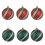 Комплект коледни топки златисто, червено, зелено и екрю Ø8 см – 6 бр_1241040, снимка 1