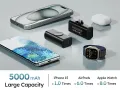 EAZPOWER Мини магнитно зарядно устройство 5000mAh,бързо зареждане/вградени конектори/iPhone/iWatch, снимка 8