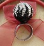 Нов сребърен пръстен с регулация, проба 925 / топка в черно бяло с кристали "Swarovski" , снимка 12