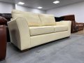 Кремав кожен диван двойка - 100 % естествена кожа, снимка 2