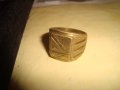 СТАР ПОЗЛАТЕН БРОНЗОВ ПРЪСТЕН ОРНАМЕНТИРАН РЪЧНО МАЙСТОРСКА АРТ ДЕКО СТИЛ ИЗРАБОТКА МАСИВЕН 3831, снимка 5