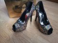 НОВИ Festissimo луксозни обувки със златни пайети на висок ток, Размер 39, снимка 10