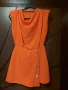 Оранжев дамски гащеризон с ефект „пола“ и гръцко деколте, снимка 2