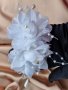 Сватбен аксесоар-гребен с цветя от органза и перлички , снимка 6