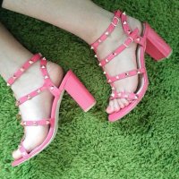 Цикламени стилни дамски сандали със дебел ток 38,39н, снимка 3 - Сандали - 29171031