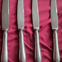 4 ножа с масивна посребрена дръжка 60 микрона, снимка 1 - Прибори за хранене, готвене и сервиране - 44296364