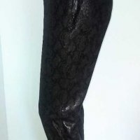 Луксозен брандов панталон тип клин "Zara"® basic / с кожен змийски принт ефект , снимка 4 - Панталони - 29526249
