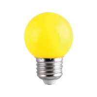 Лампа сфера мини, жълта, LED, клас F, цокъл E27, 220V, 1W, снимка 1 - Крушки - 42341632