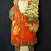 Стара картина, дървено пано Дядо Мраз/Дядо Коледа, 1960-те г, снимка 1 - Колекции - 31989525