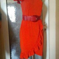 Оранжево червена еластична рокля ПРОМОЦИЯ🍀👗М,L🍀👗, снимка 3 - Рокли - 29831083