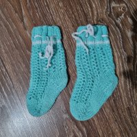 Зелени плетени чорапи-3лв.НОВИ, снимка 1 - Бебешки чорапи - 39843639