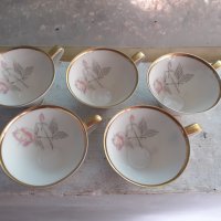 Лот порцелан 5 чашки за кафе позлата маркировка, снимка 3 - Антикварни и старинни предмети - 38053575