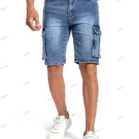 Мъжки дънкови къси панталони с няколко джоба, 2цвята - 023 , снимка 8 - Къси панталони - 40588267