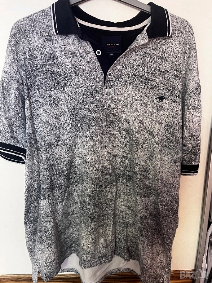 Сиво поло с къс ръкав, снимка 1